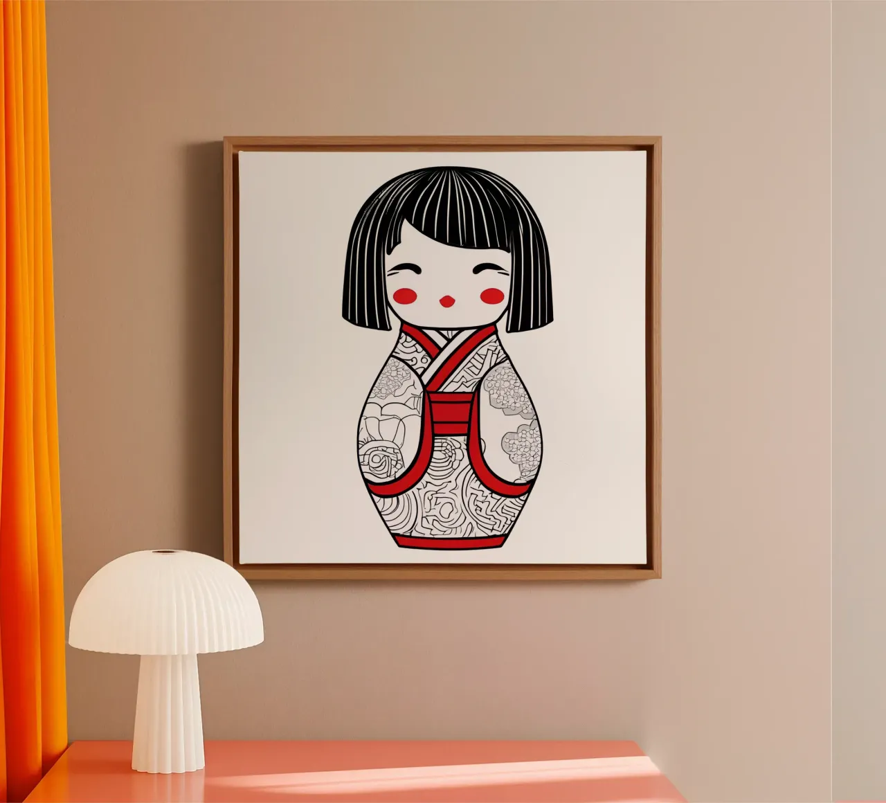 Piccola geisha 6 tela con Cornice a cassetta da Rezh creations