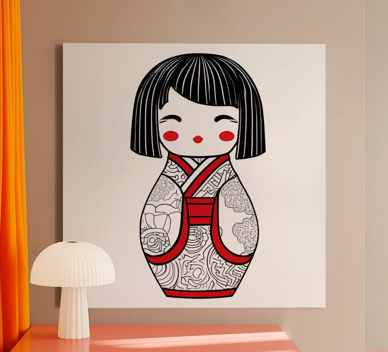Piccola geisha 6 tela con Cornice a cassetta da Rezh creations