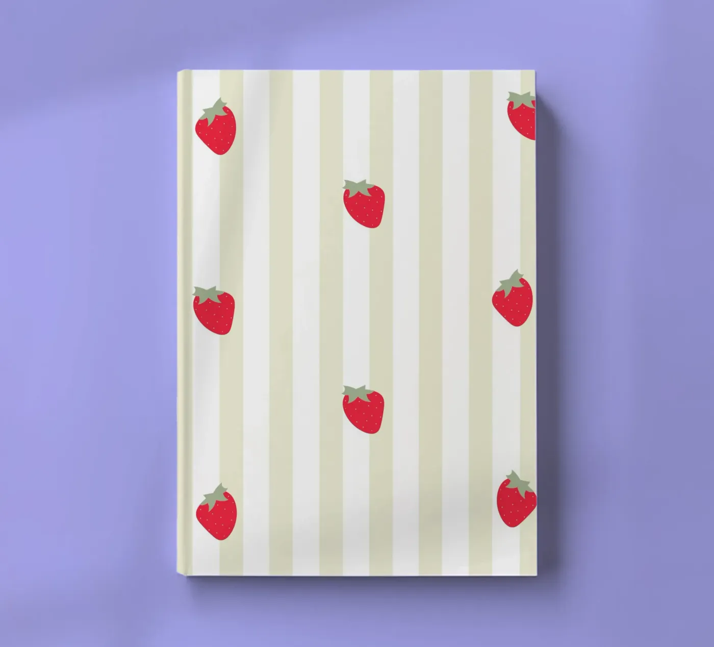 Erdbeeren mit grün-weißem Streifenmuster Notizbuch von GalerieGG