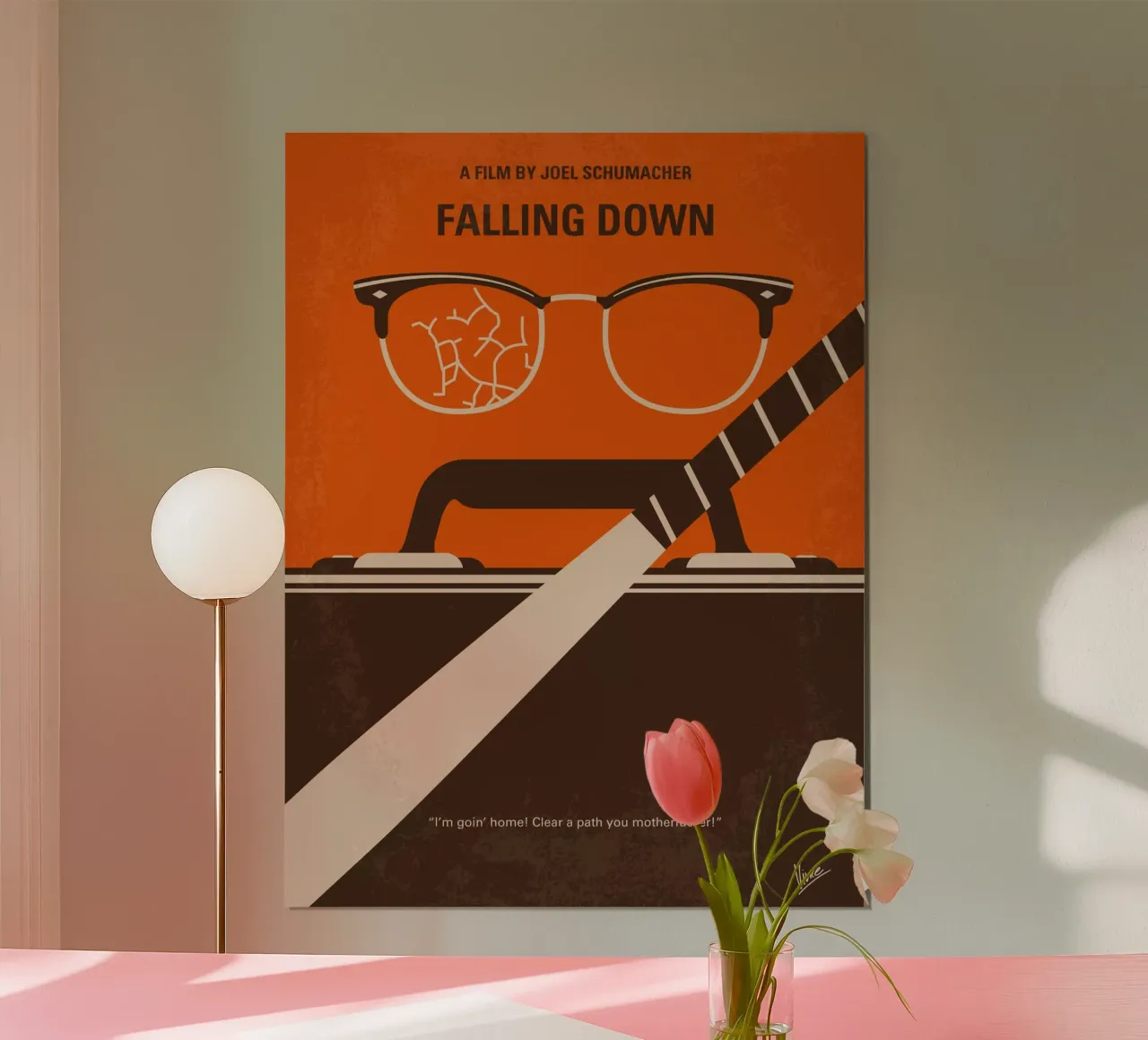 No768 My Falling Down minimal movie poster carta hahnemühle da Chungkong
