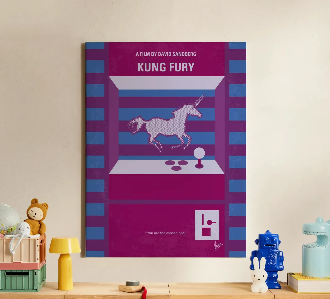 No770 My Kung Fury minimal movie poster canvas met Baklijst van Chungkong