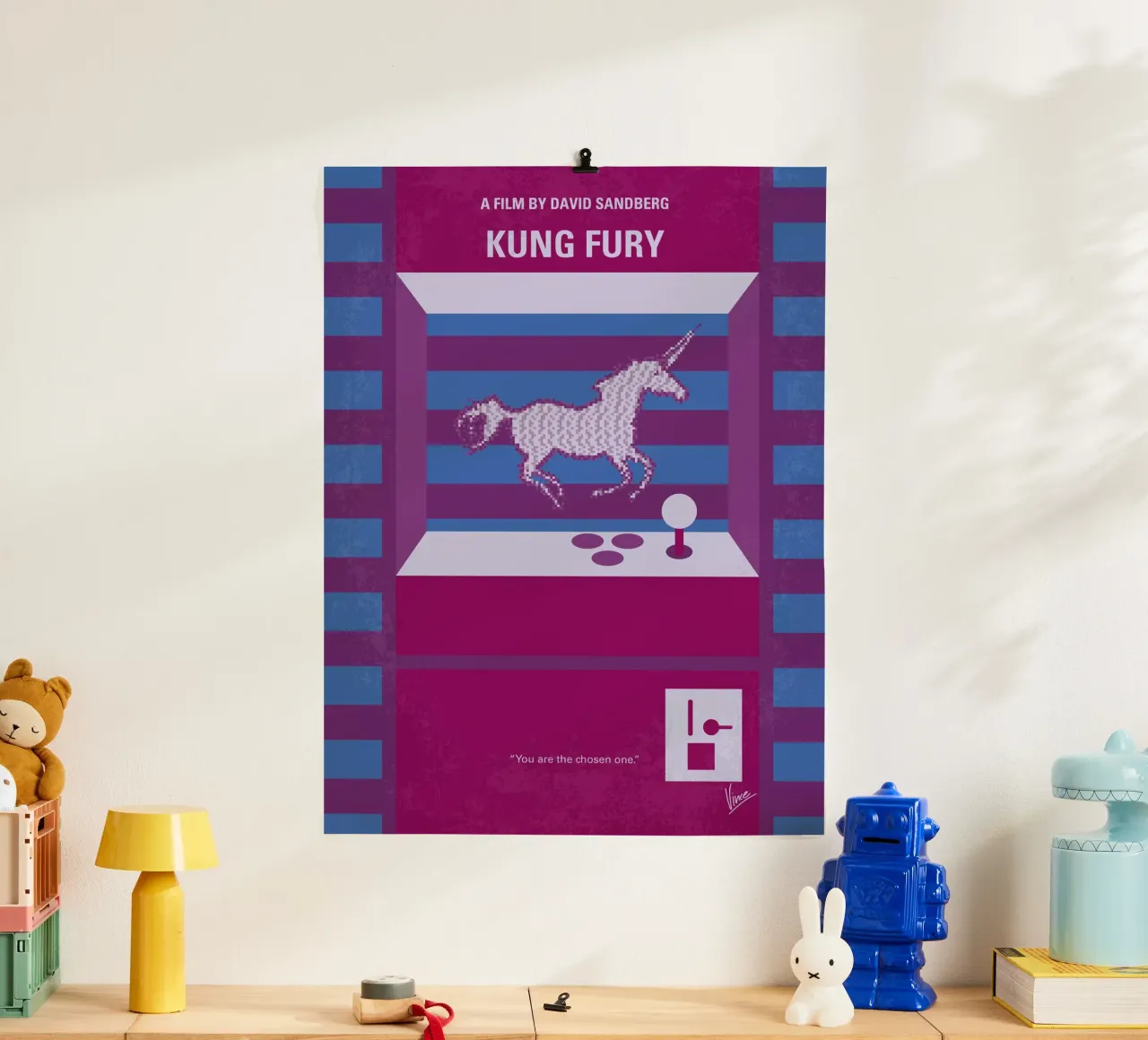 No770 My Kung Fury minimal movie poster poster con telaio in alluminio da Chungkong