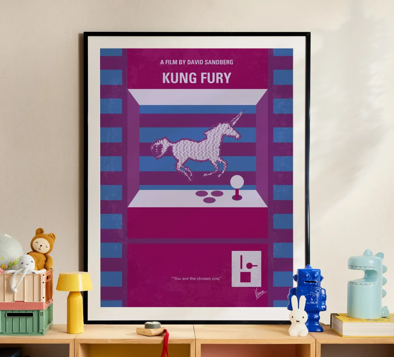 No770 My Kung Fury minimal movie poster poster con telaio in alluminio da Chungkong