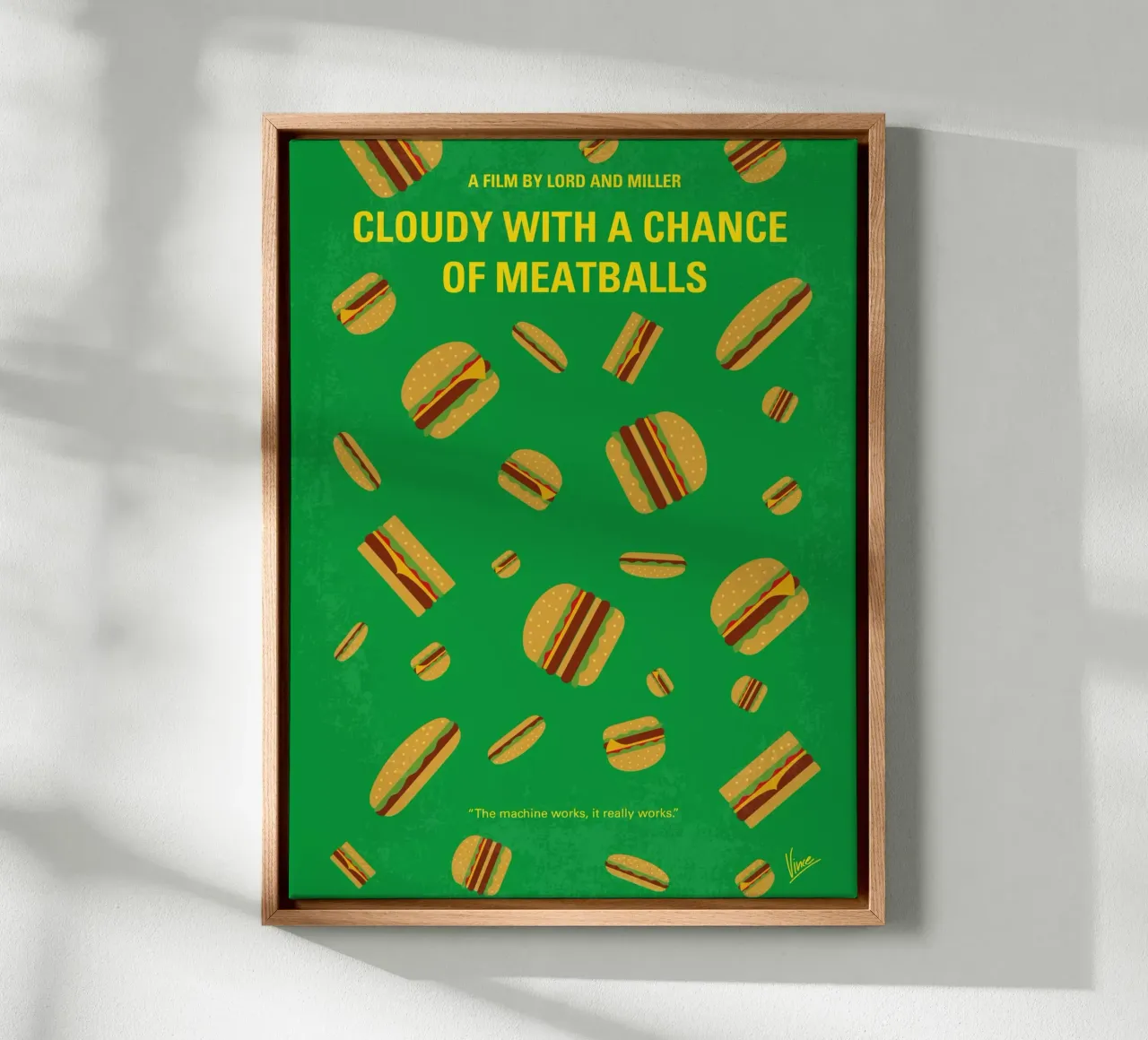 No778 My Cloudy with a Chance of Meatballs minimal movie pos Leinwand mit Schattenfugenrahmen von Chungkong