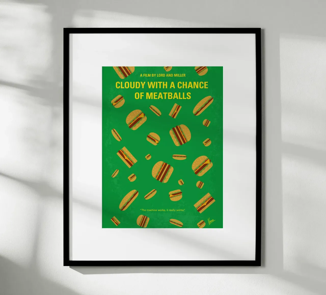 No778 My Cloudy with a Chance of Meatballs minimal movie pos poster con telaio in legno da Chungkong