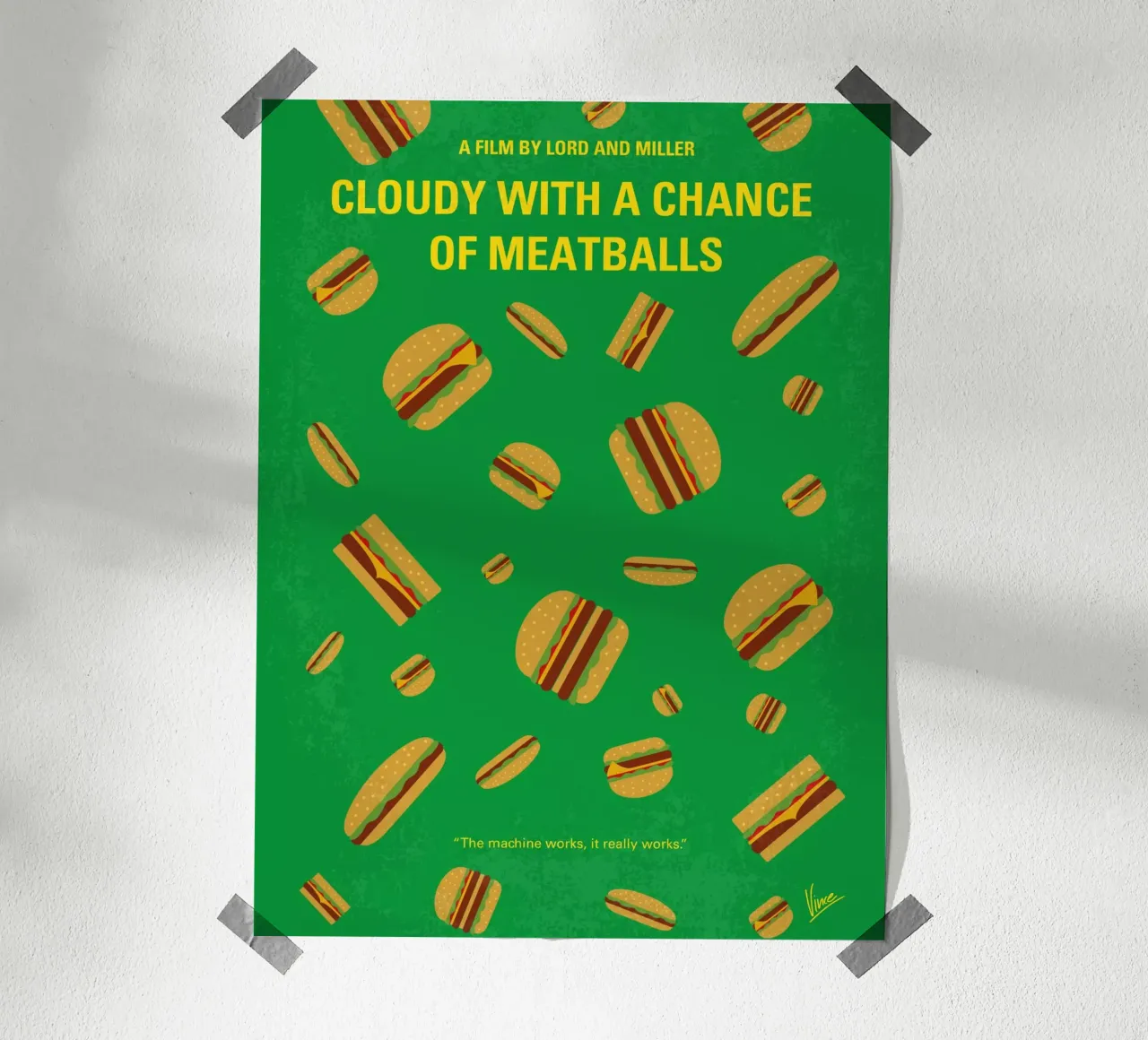 No778 My Cloudy with a Chance of Meatballs minimal movie pos poster con telaio in legno da Chungkong