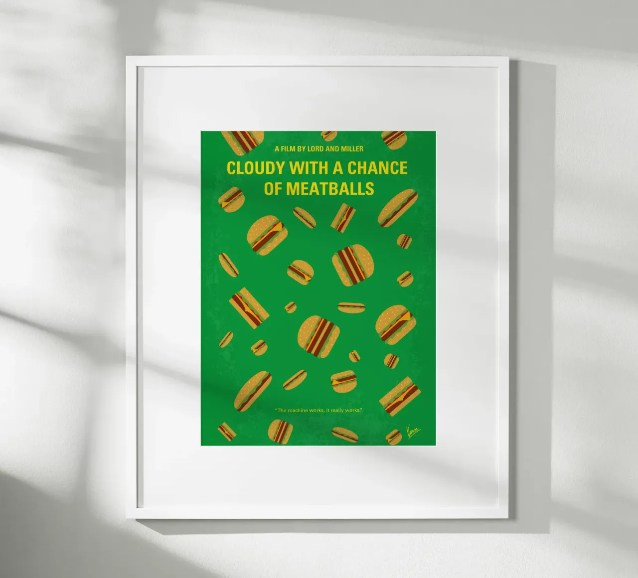 No778 My Cloudy with a Chance of Meatballs minimal movie pos poster con telaio in legno da Chungkong