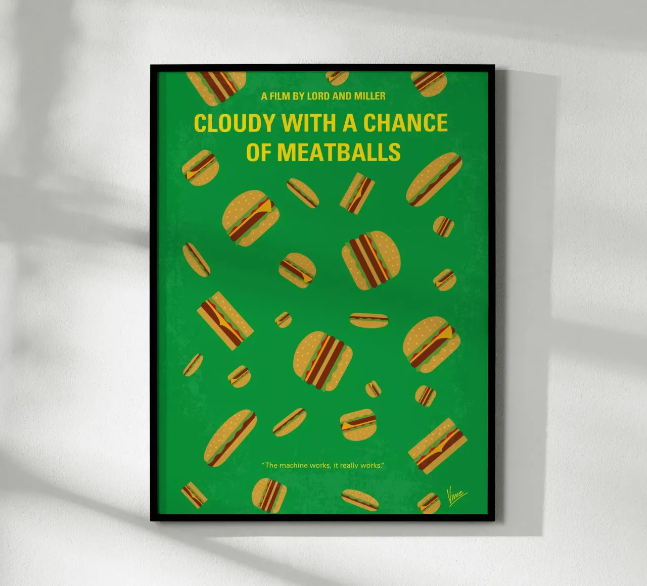 No778 My Cloudy with a Chance of Meatballs minimal movie pos poster con telaio in legno da Chungkong