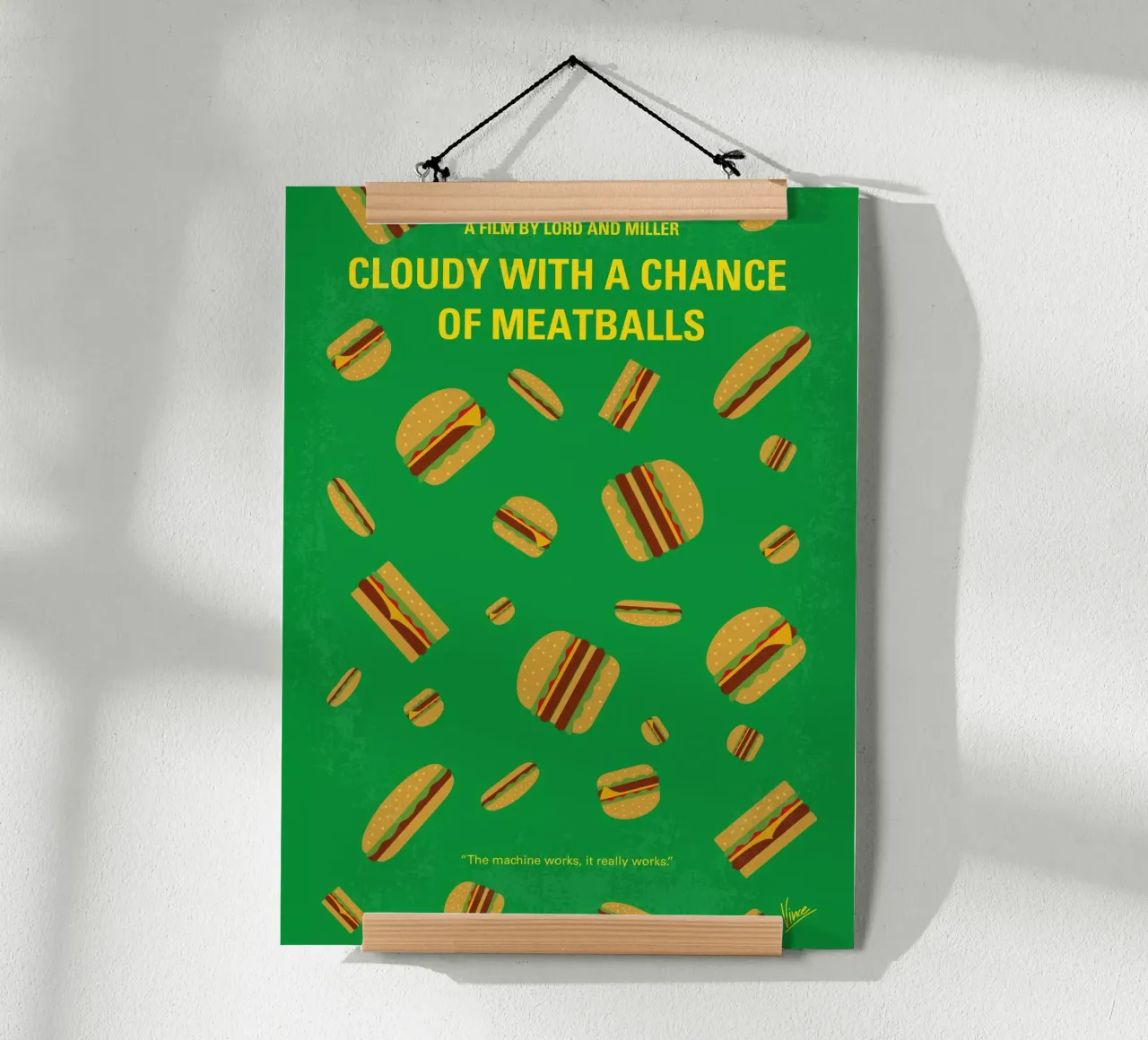 No778 My Cloudy with a Chance of Meatballs minimal movie pos poster con telaio in legno da Chungkong