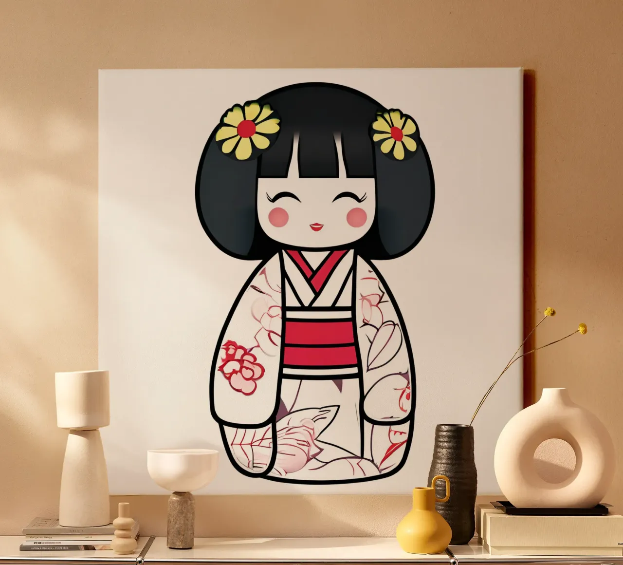 Piccola geisha 9 tela con Cornice a cassetta da Rezh creations
