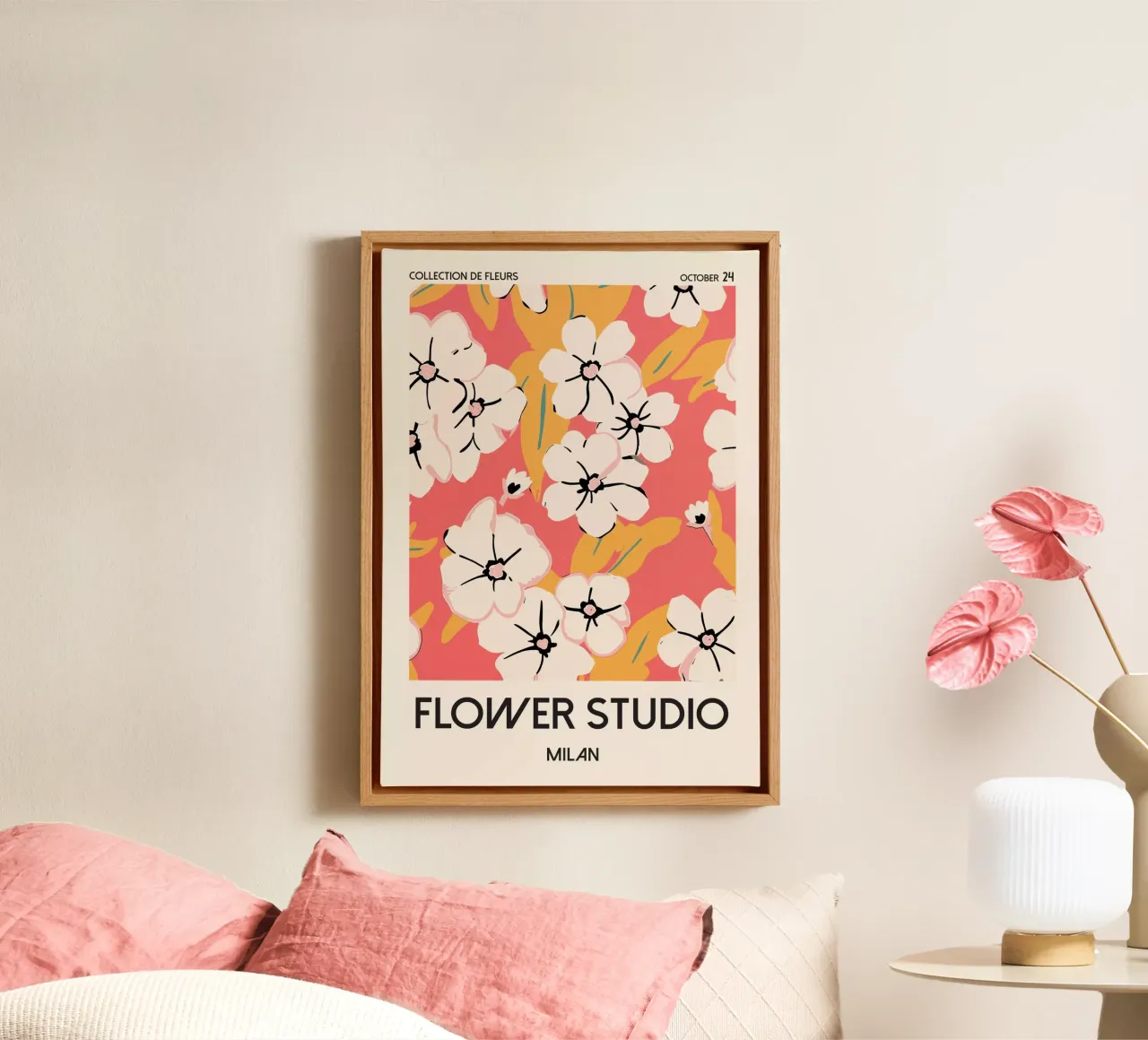 Fiori eleganti - estetica moderna per la vostra casa tela con Cornice a cassetta da Studio Mooodz