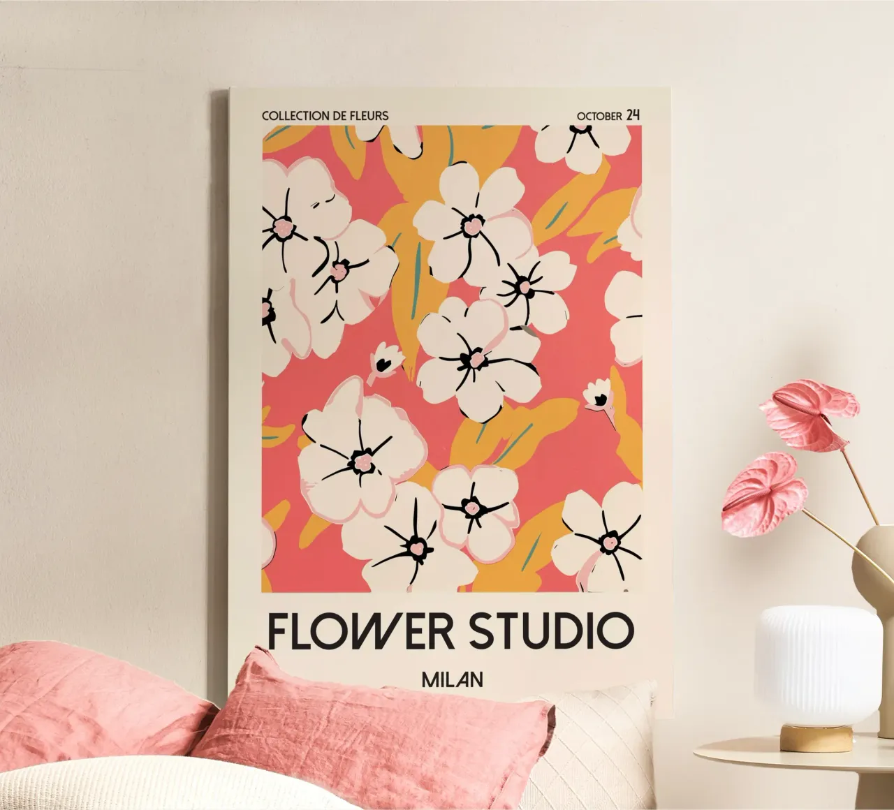Fiori eleganti - estetica moderna per la vostra casa tela con Cornice a cassetta da Studio Mooodz