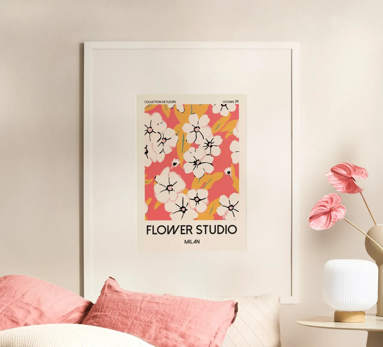 Fiori eleganti - estetica moderna per la vostra casa poster con telaio in plastica da Studio Mooodz