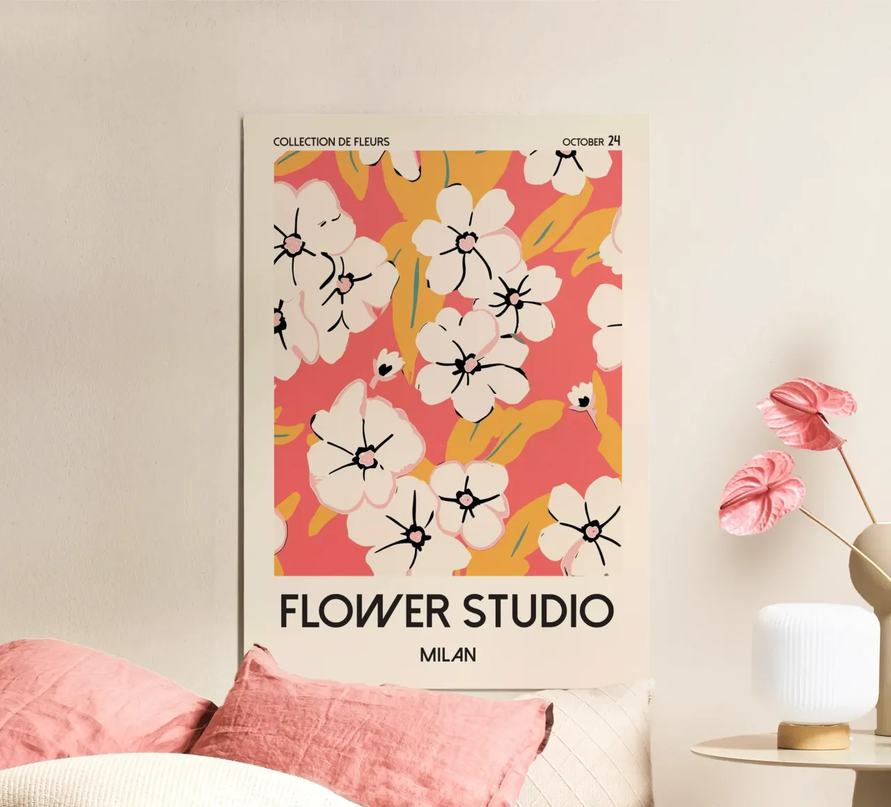 Fiori eleganti - estetica moderna per la vostra casa poster con telaio in plastica da Studio Mooodz