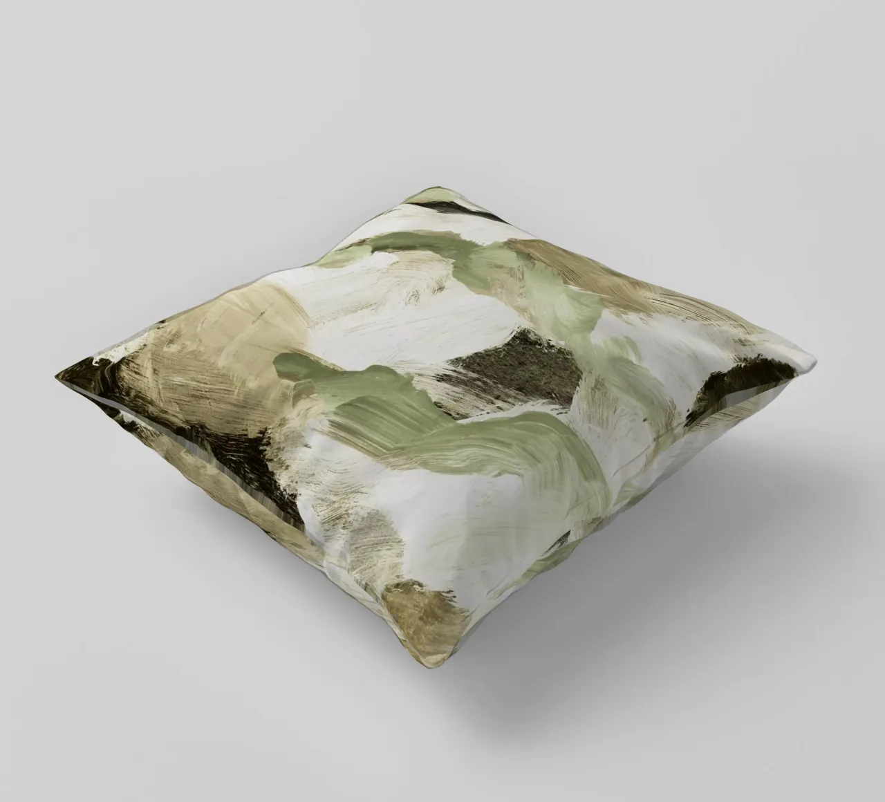 Abstract Painting VI Tan and Green cuscino da IRIS LEHNHARDT FINE ART