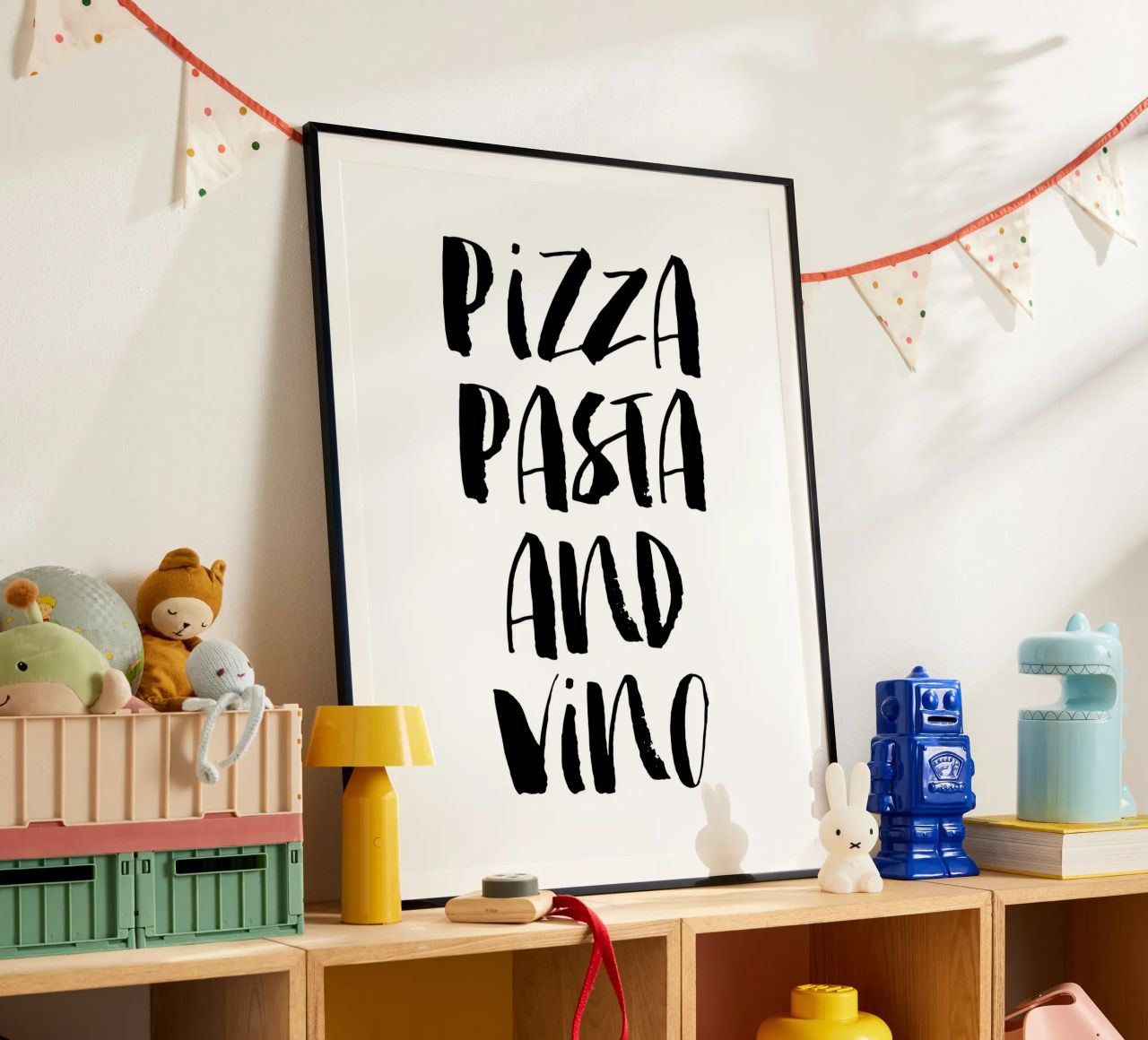 Pizza, pâtes et vin poster de THE MOTIVATED TYPE