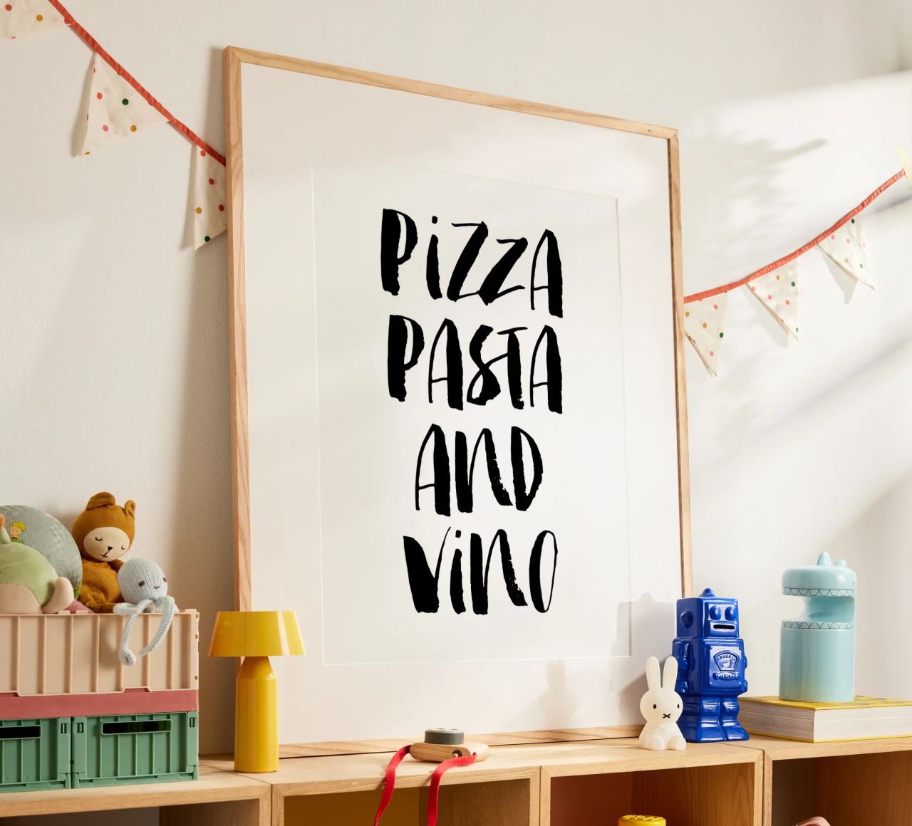 Pizza, pâtes et vin poster de THE MOTIVATED TYPE