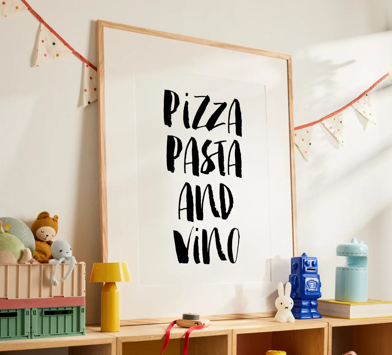 Pizza Pasta And Vino poster da THE MOTIVATED TYPE