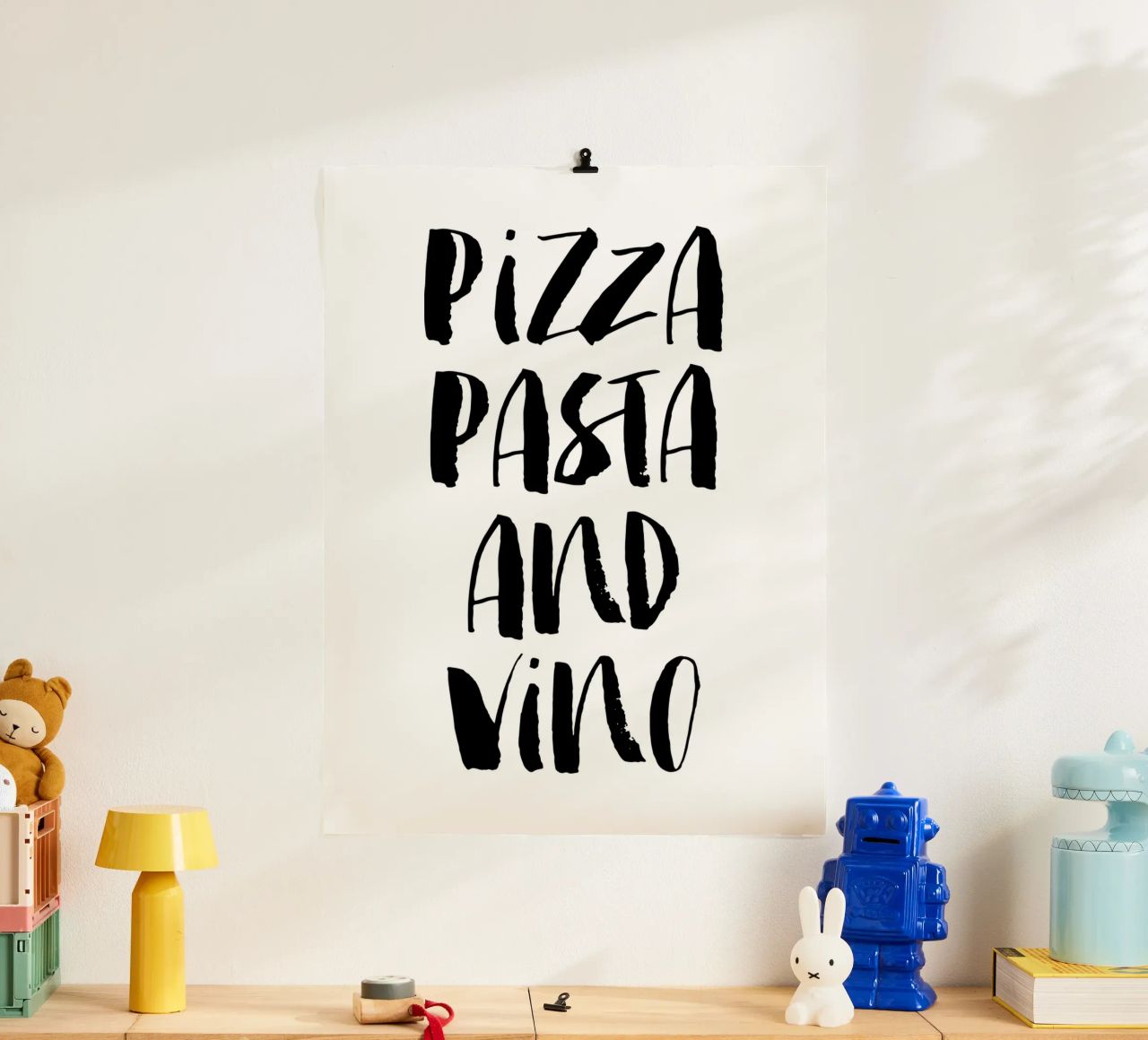 Pizza, pâtes et vin poster de THE MOTIVATED TYPE