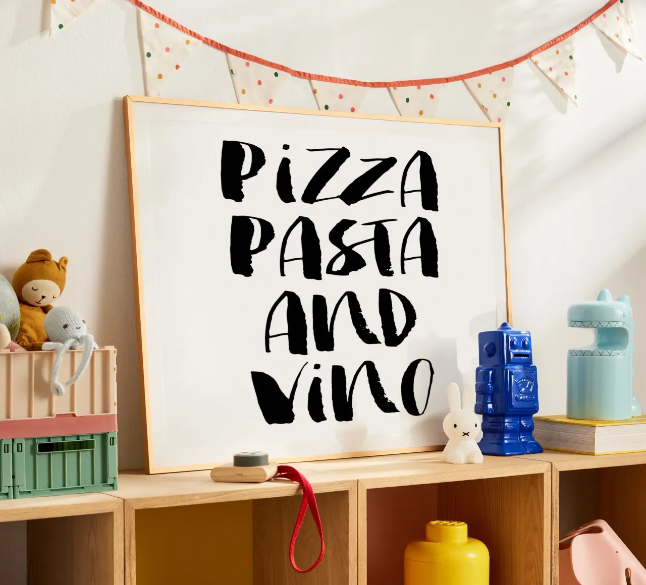 Pizza Pasta And Vino poster da THE MOTIVATED TYPE