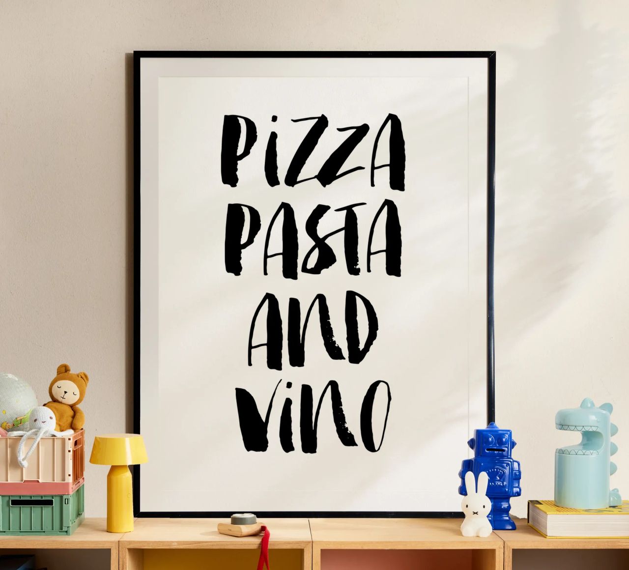 Pizza, pâtes et vin poster de THE MOTIVATED TYPE