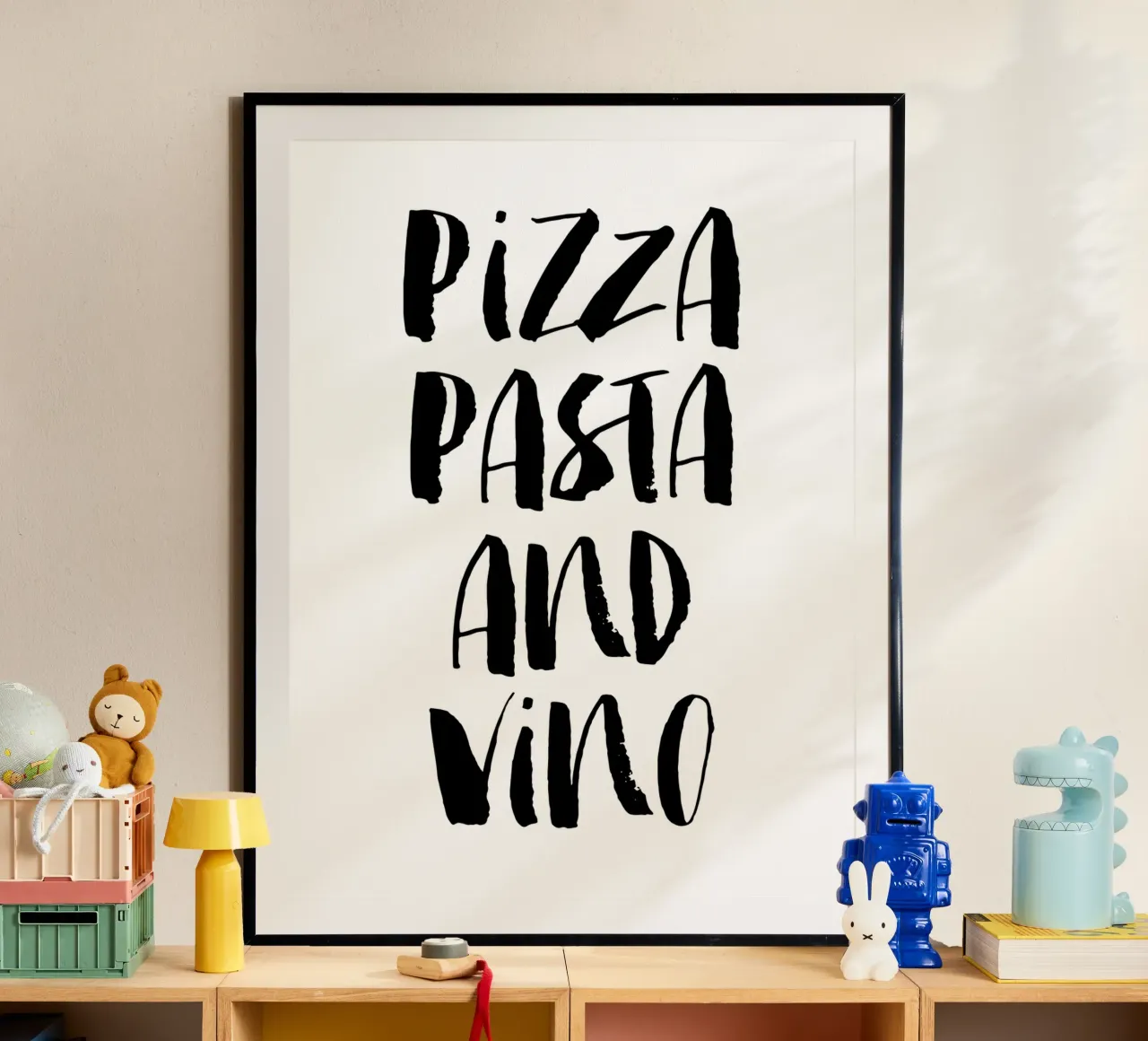 Pizza Pasta And Vino poster da THE MOTIVATED TYPE