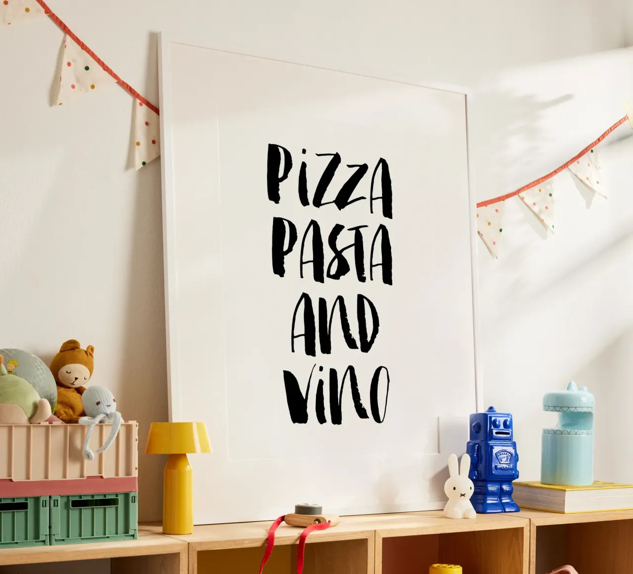 Pizza Pasta And Vino poster da THE MOTIVATED TYPE