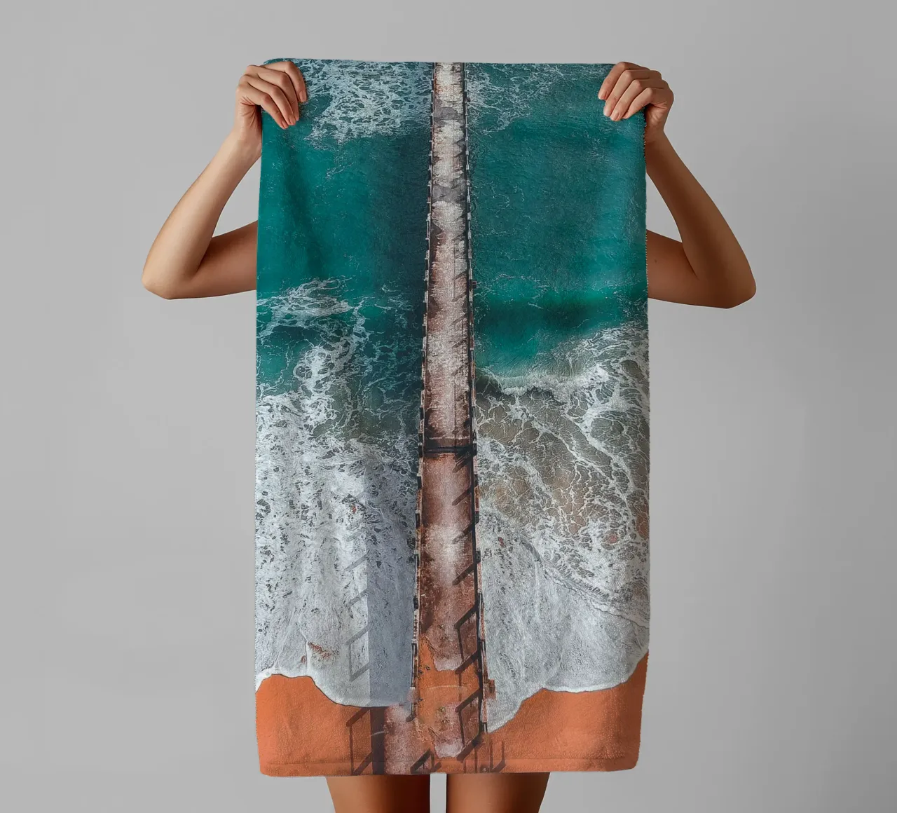 Stylish aerial view of the ocean - nature meets architecture towel by Whole©