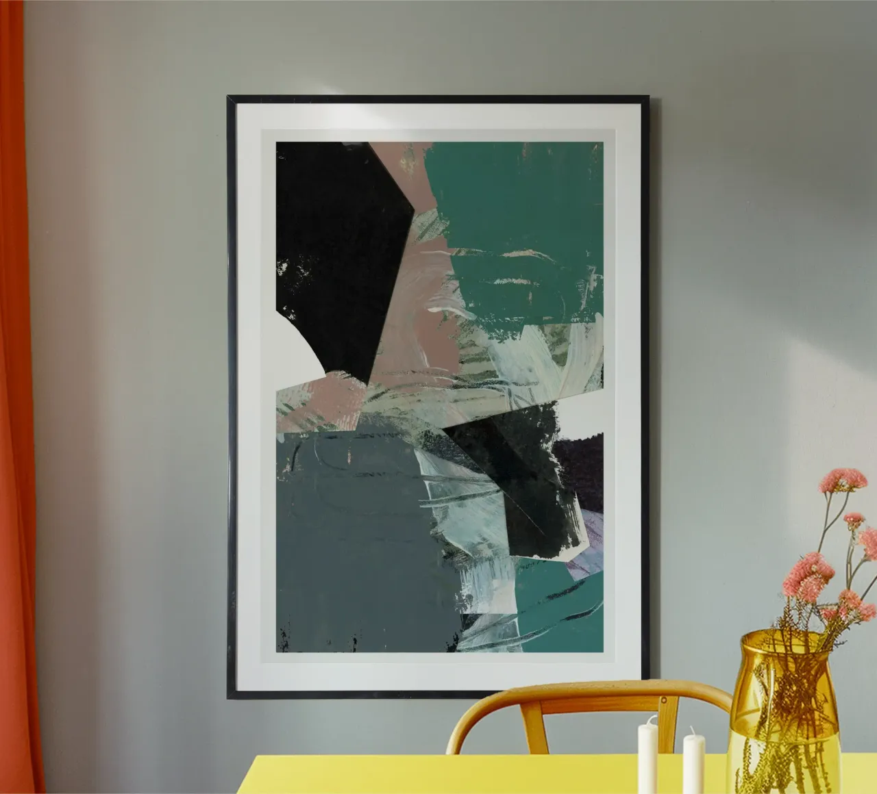 Blu Nero Neutro Bianco III poster con telaio in legno da Cartissi