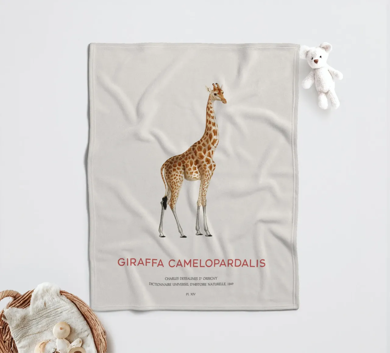 Giraffe or Giraffe Camelopardalis Fleecedecke von Vintagrafica