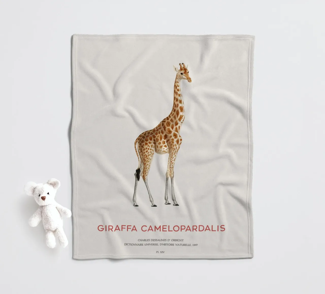 Giraffe or Giraffe Camelopardalis Fleecedecke von Vintagrafica
