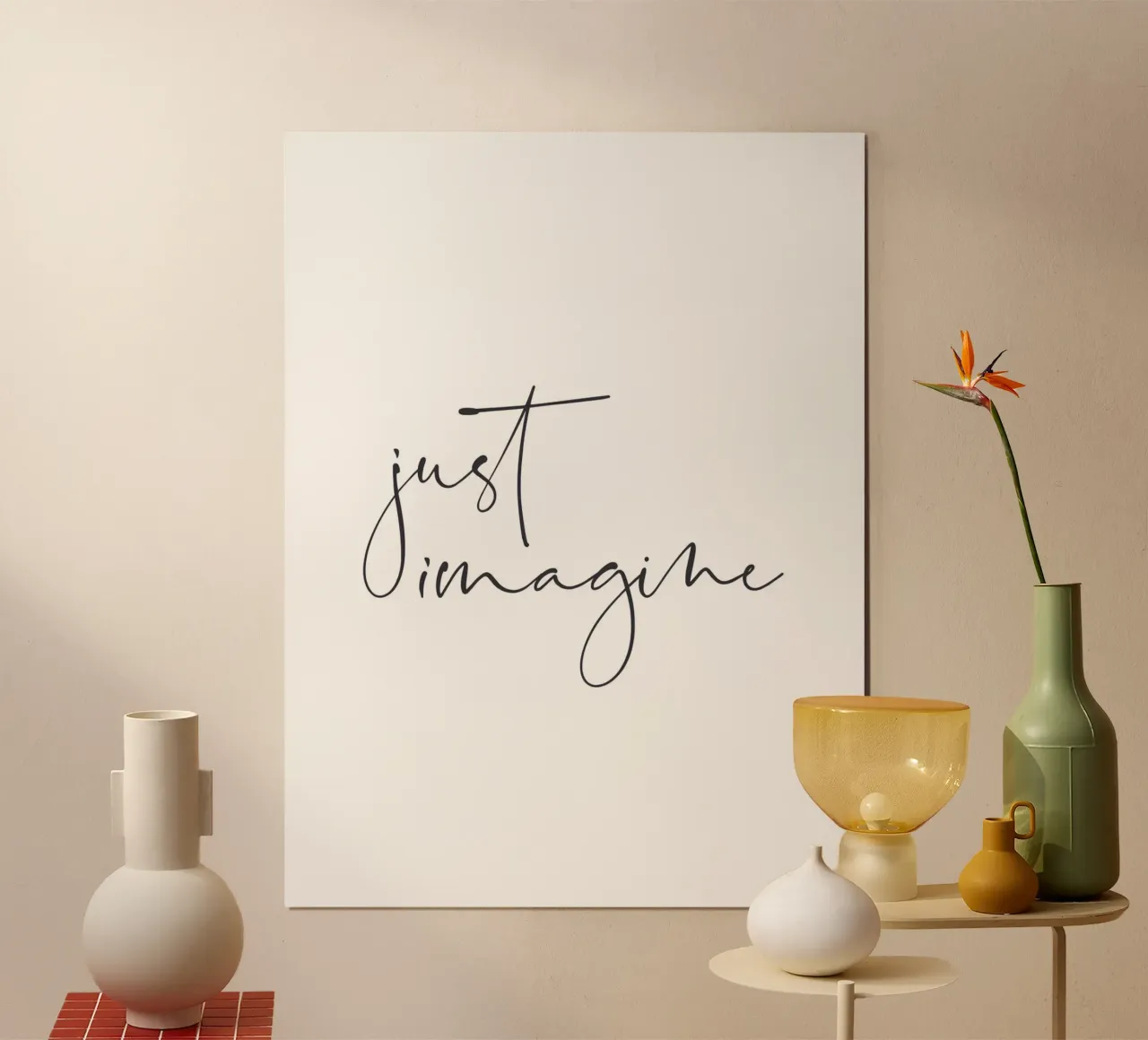 Just Imagine | Minimalist typography poster with aluminum frame by Whole©