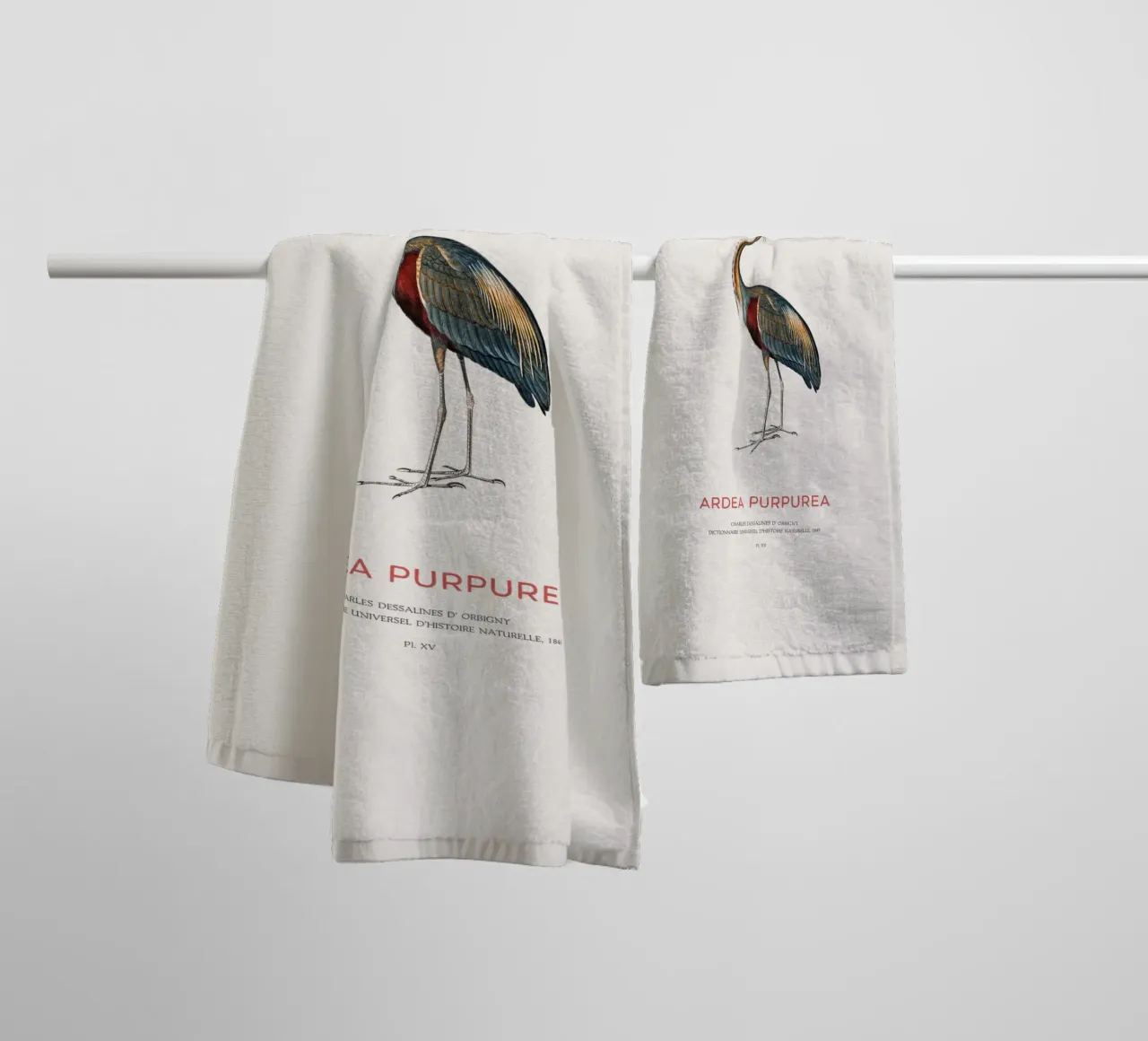 Airone rosso o Ardea purpurea asciugamano da bagno da Vintagrafica