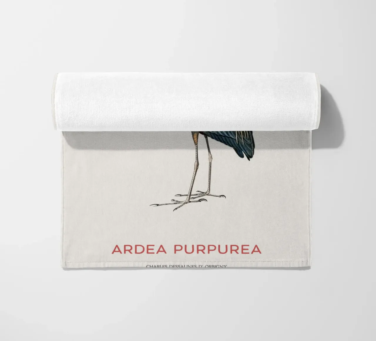 Purple heron or Ardea Purpurea beach towel by Vintagrafica