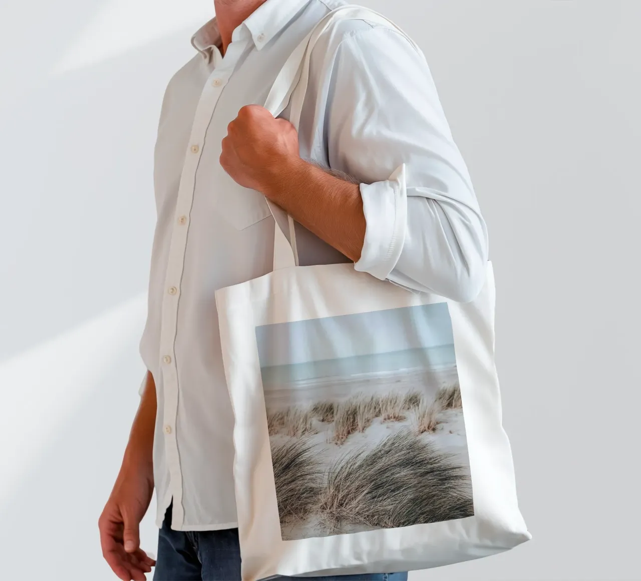 Beach dunes and the sea - natural coastal landscape tote bag by Whole©