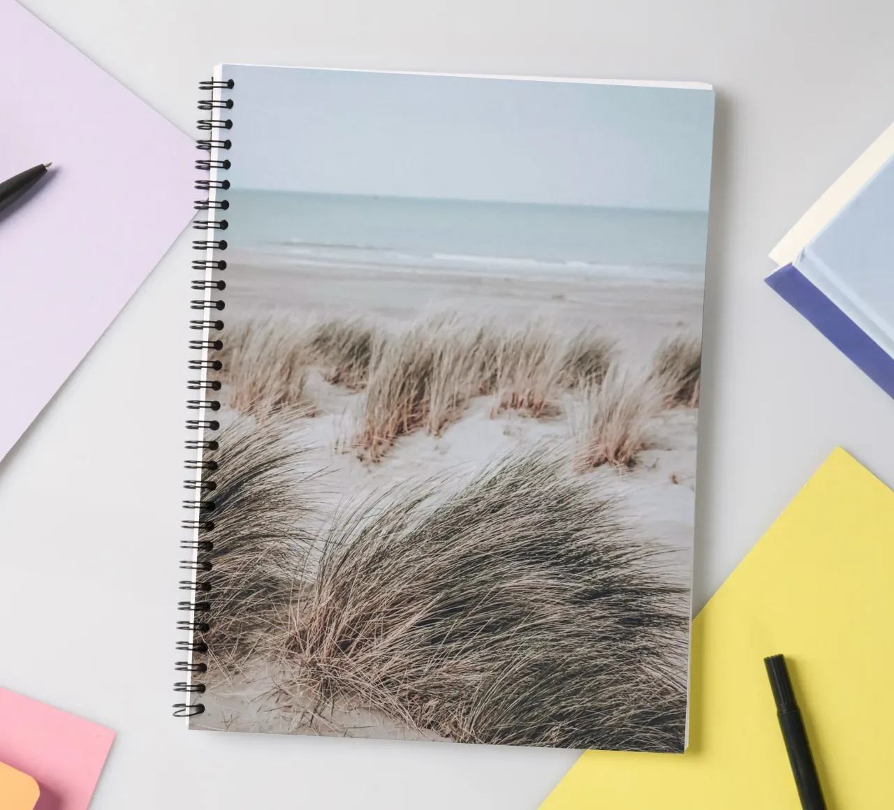 Beach dunes and the sea - natural coastal landscape spiral notebook by Whole©