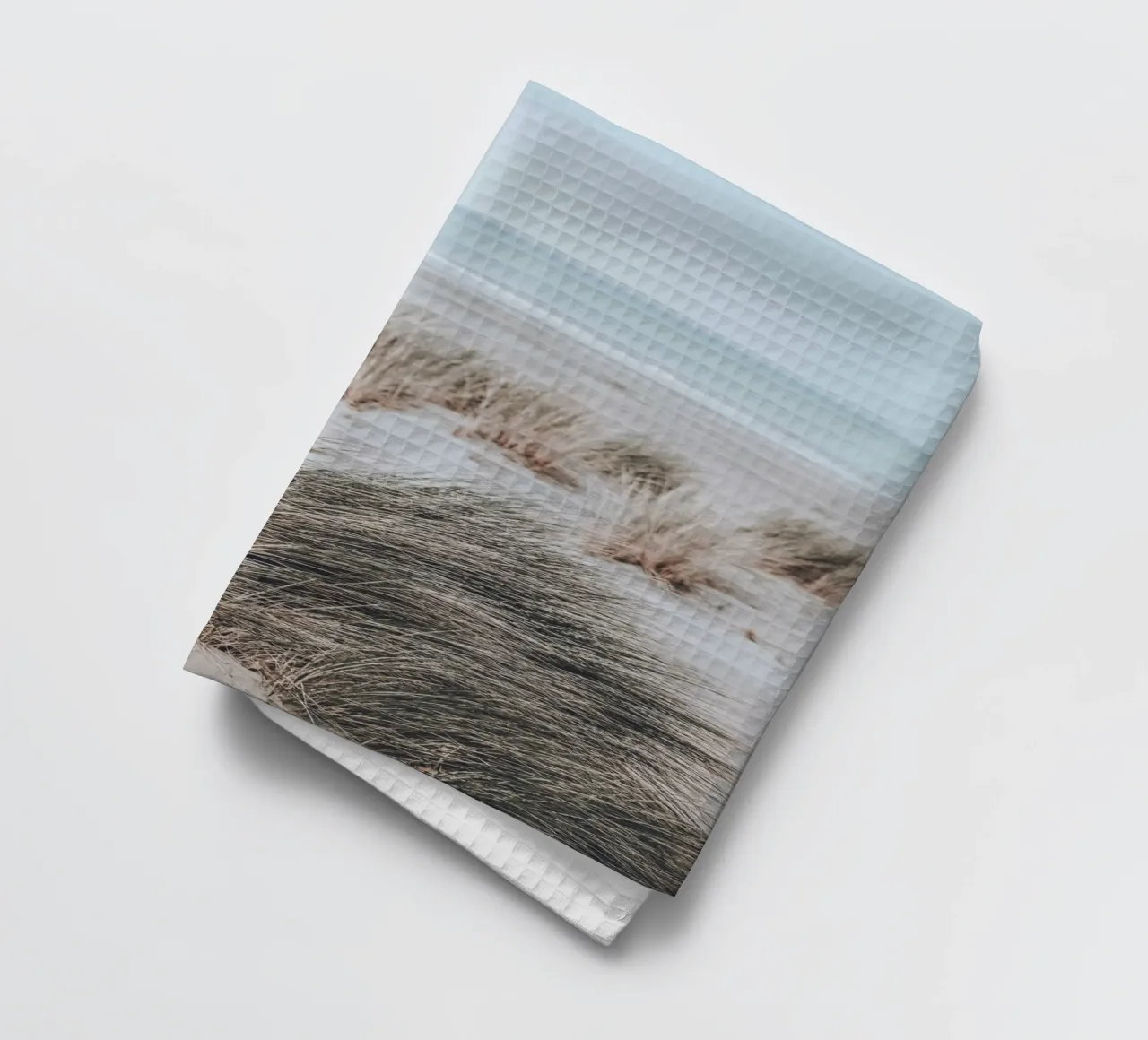 Beach dunes and the sea - natural coastal landscape tea towel by Whole©