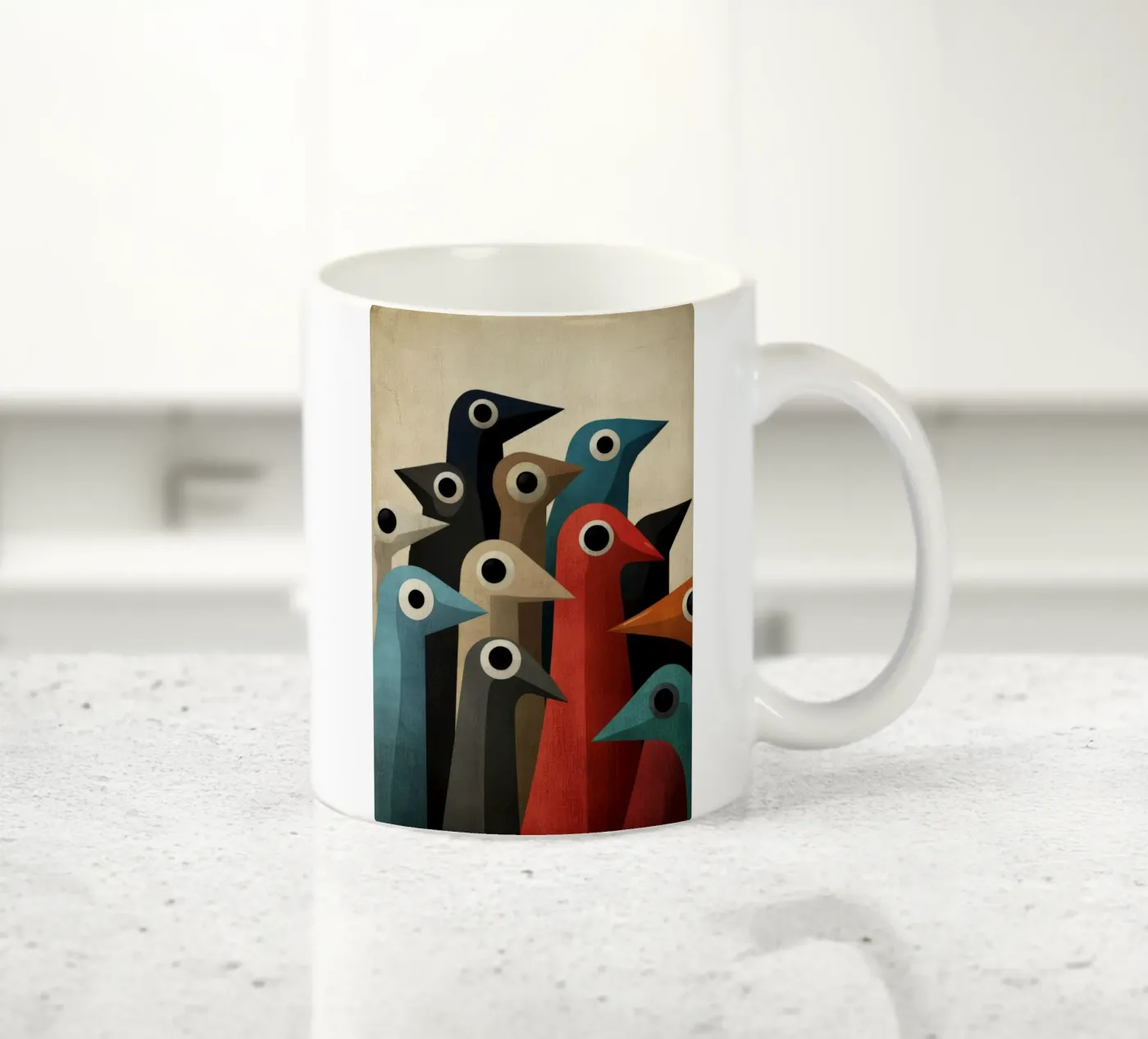 Pecking ceramic mug by Art Unleashed