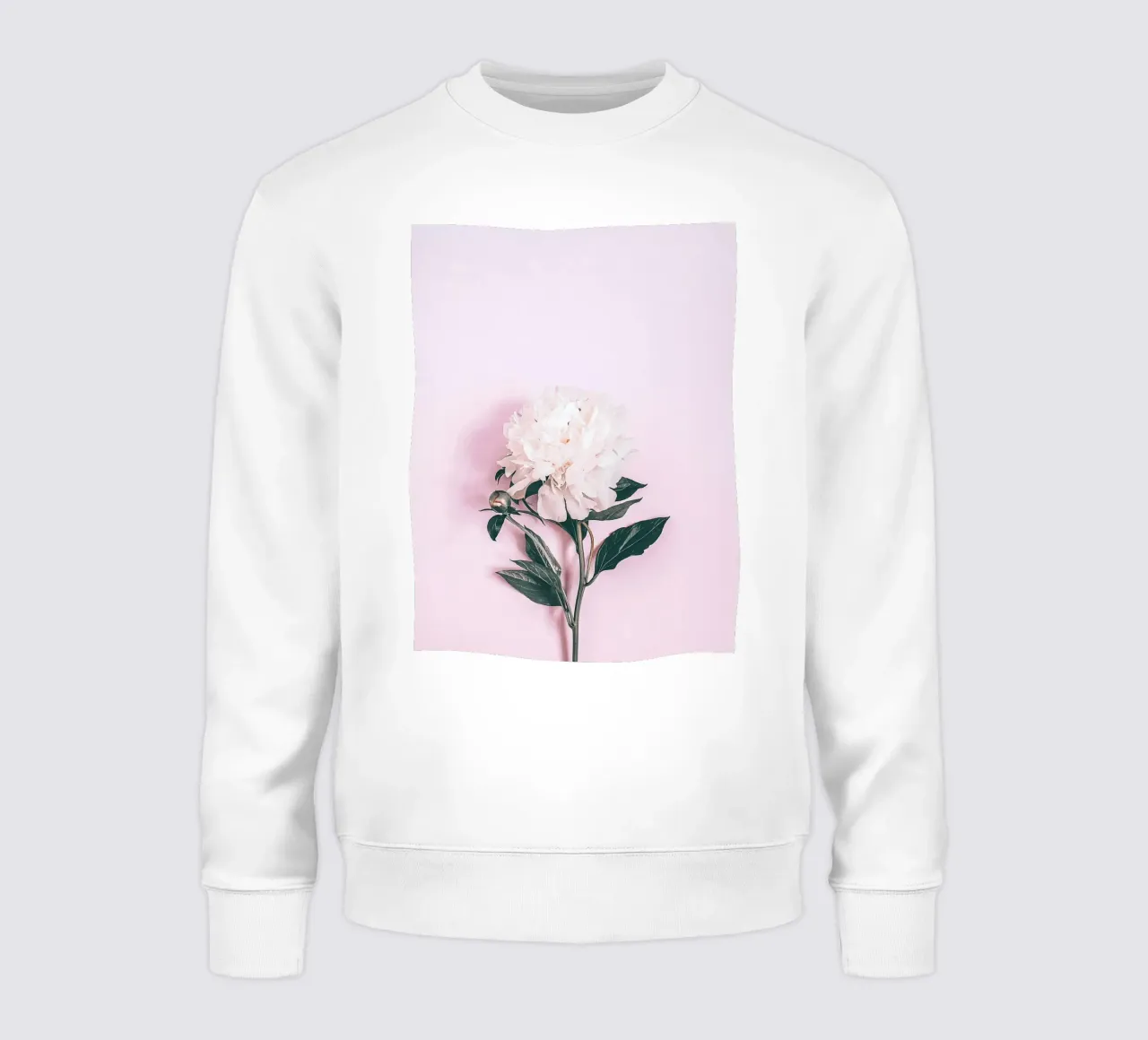 Peony on pink - minimalist floral art sweatshirt by Whole©