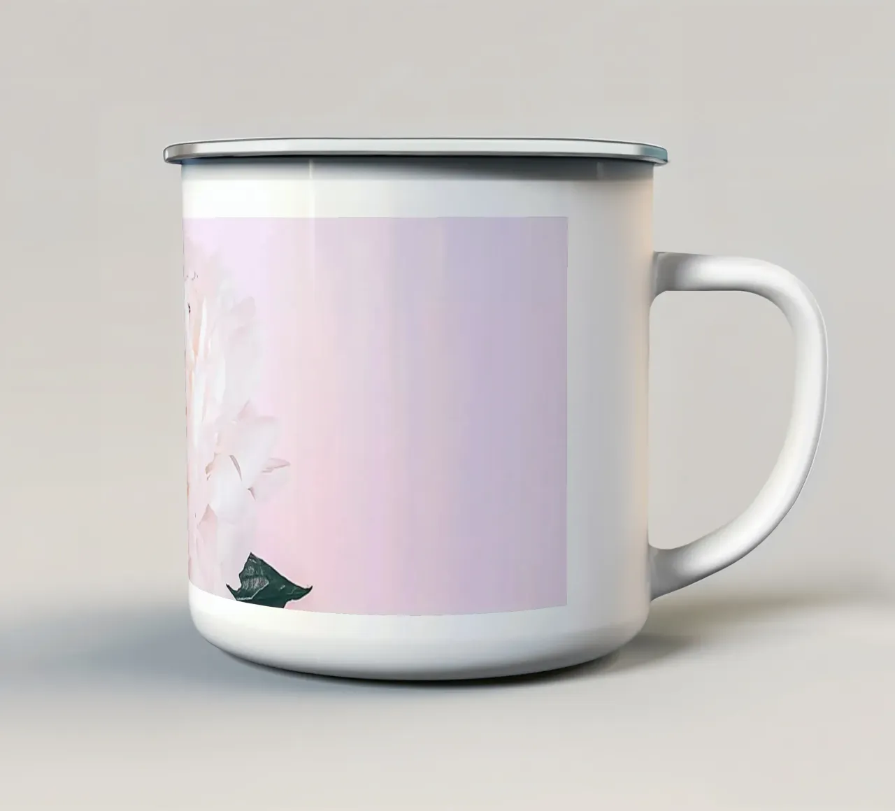 Peony on pink - minimalist floral art enamel mug by Whole©