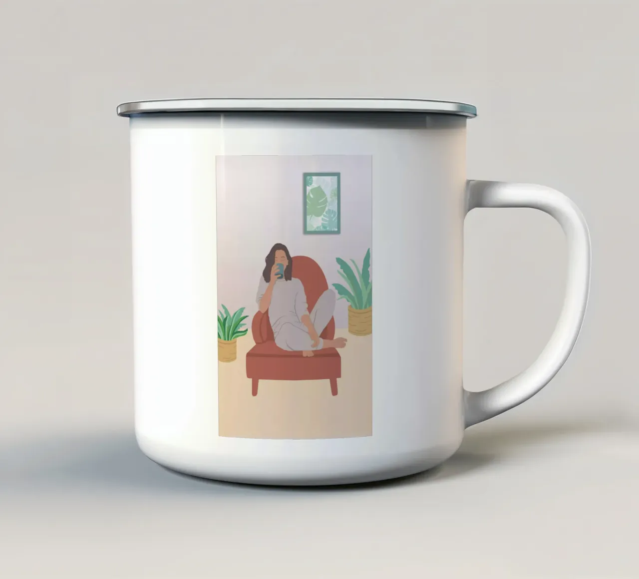 femme buvant un thé tazza in smalto da alexiableu