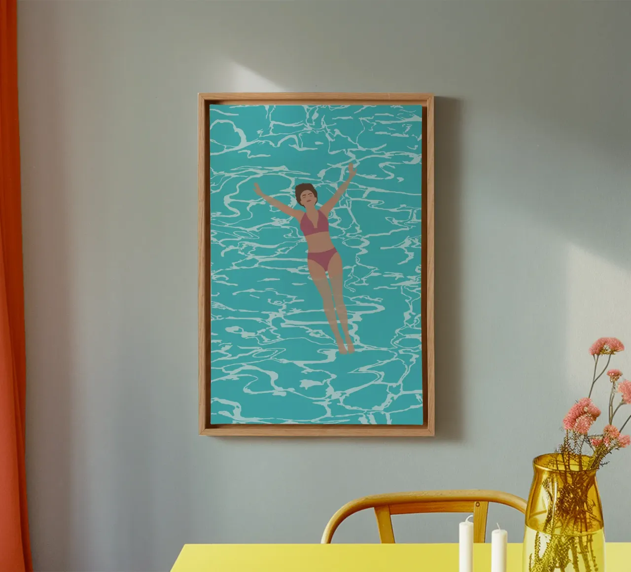 femme dans une piscine canvas met Baklijst van alexiableu