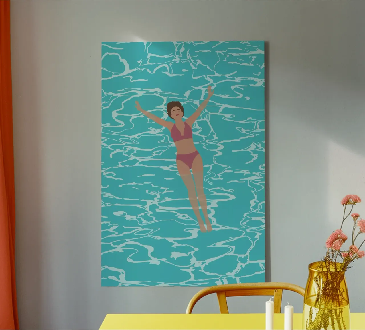 femme dans une piscine canvas met Baklijst van alexiableu