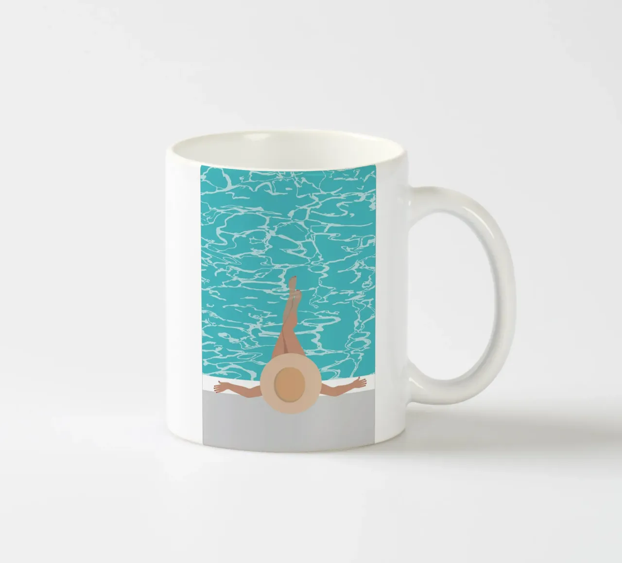 femme à chapeau au bord d'une piscine tazza in ceramica da alexiableu
