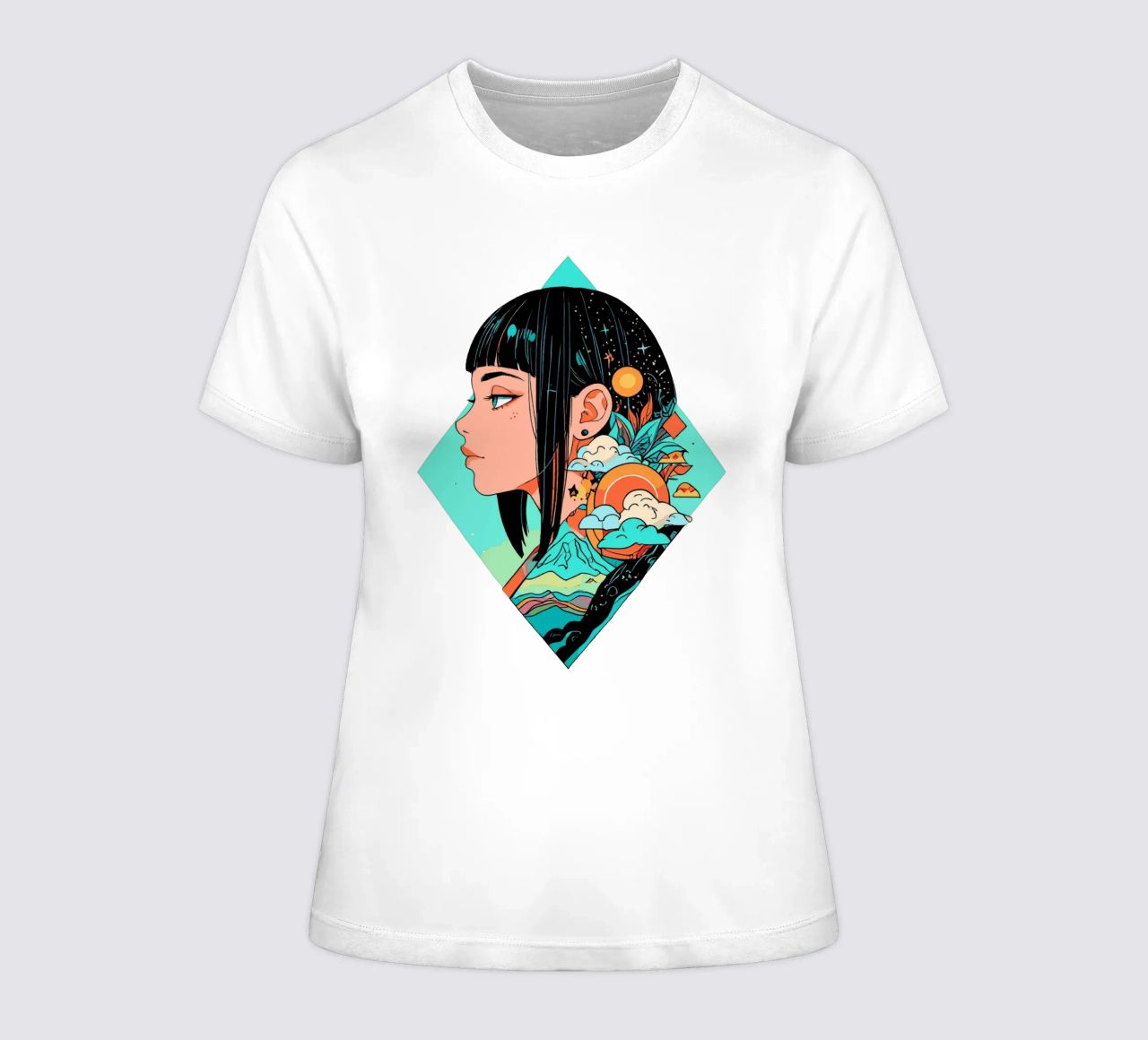 Girl geometric women's fitted t-shirt by artdesign1985