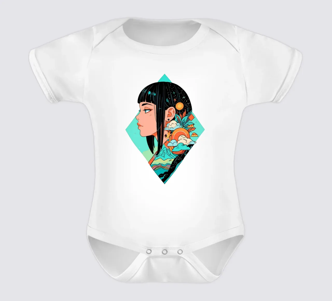 Ragazza geometrica body neonato maniche corte da artdesign1985