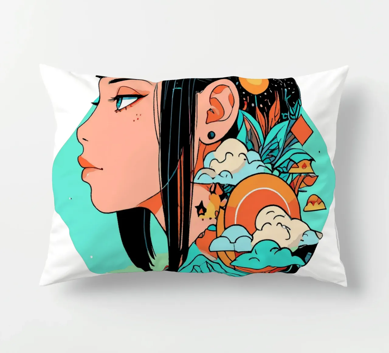 Ragazza geometrica cuscino da artdesign1985