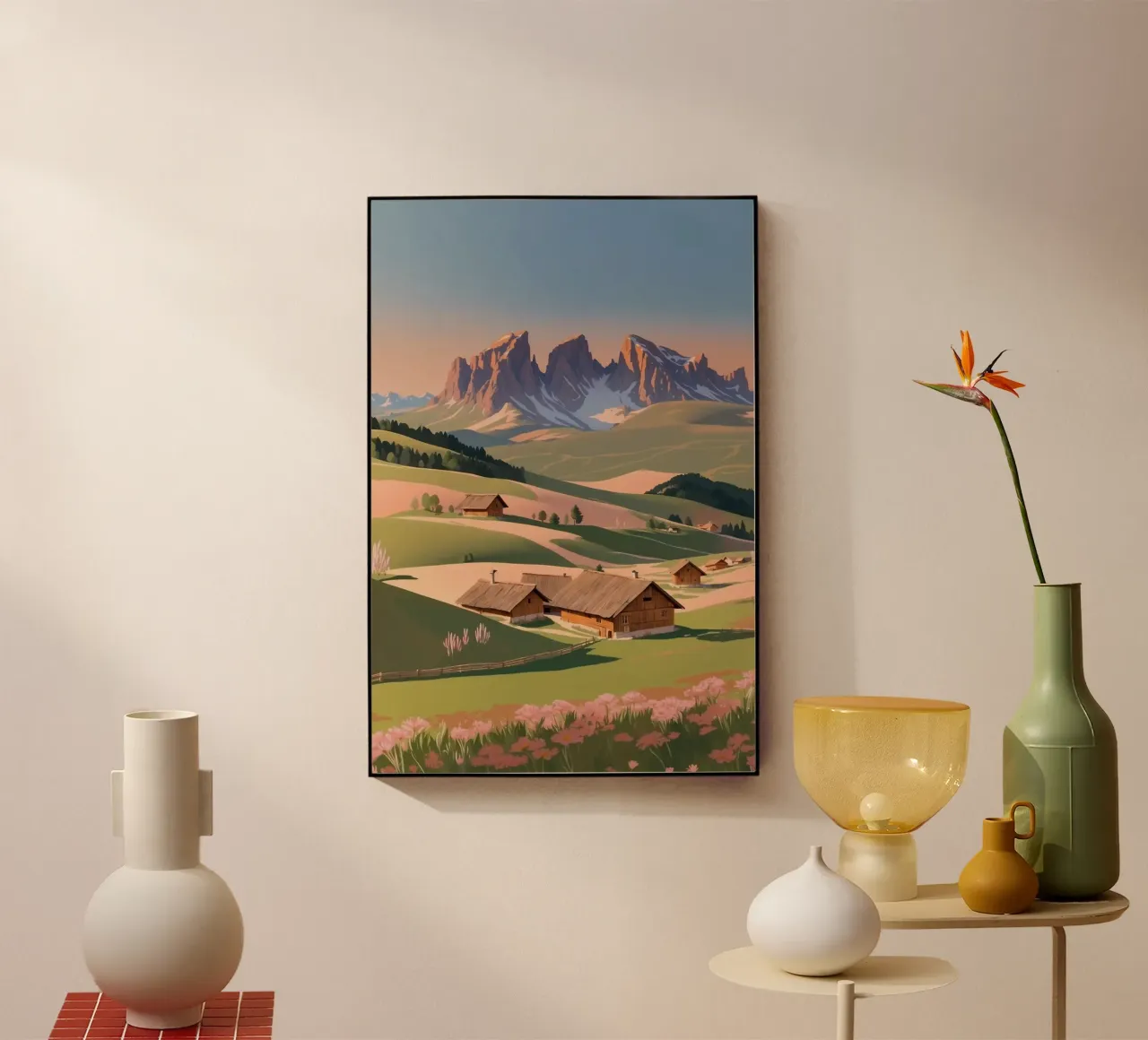Seiser Alm in het avondlicht | Werk 5 acryl van AlbertKlee