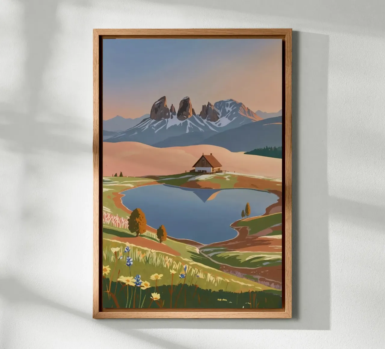 Alpe di Siusi sul lago | Impianto 8 tela con Cornice a cassetta da AlbertKlee