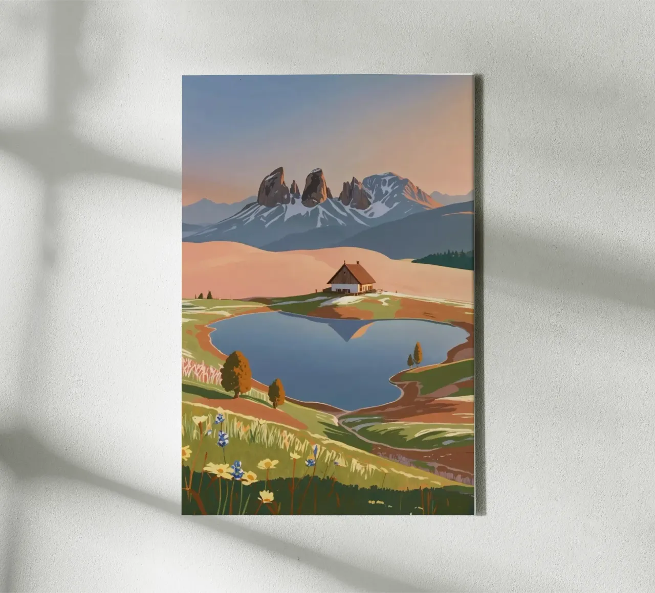 Alpe di Siusi sul lago | Impianto 8 tela con Cornice a cassetta da AlbertKlee